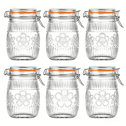 Wide Mouth Mason Jars 32oz – Airtight Glass Canisters 6-Pack