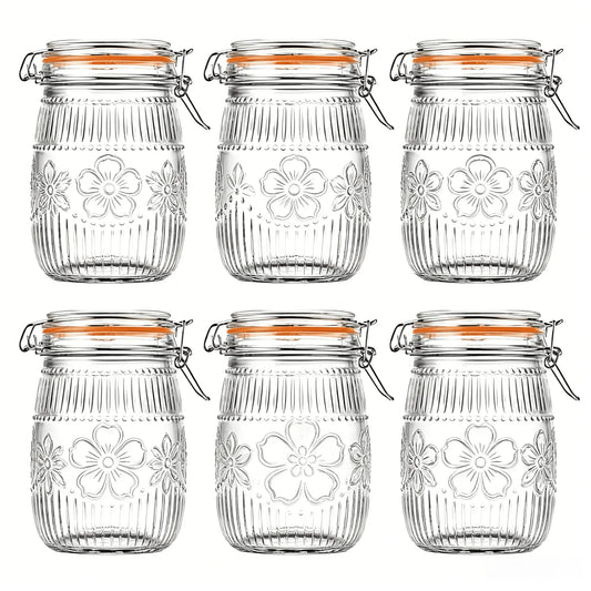 Wide Mouth Mason Jars 32oz – Airtight Glass Canisters 6-Pack