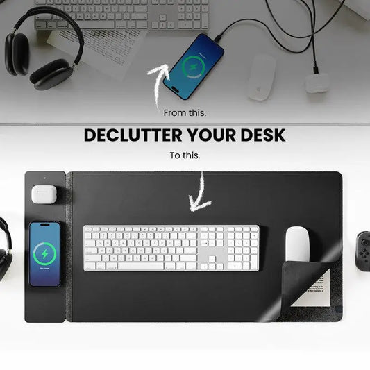 Wireless Charging Mouse Pad – 15W Fast Charge 4-in-1 Desk Mat