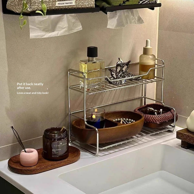 Metal Bathroom Sink Storage Rack – Minimalist Double-Layer
