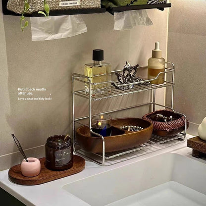 Metal Bathroom Sink Storage Rack – Minimalist Double-Layer