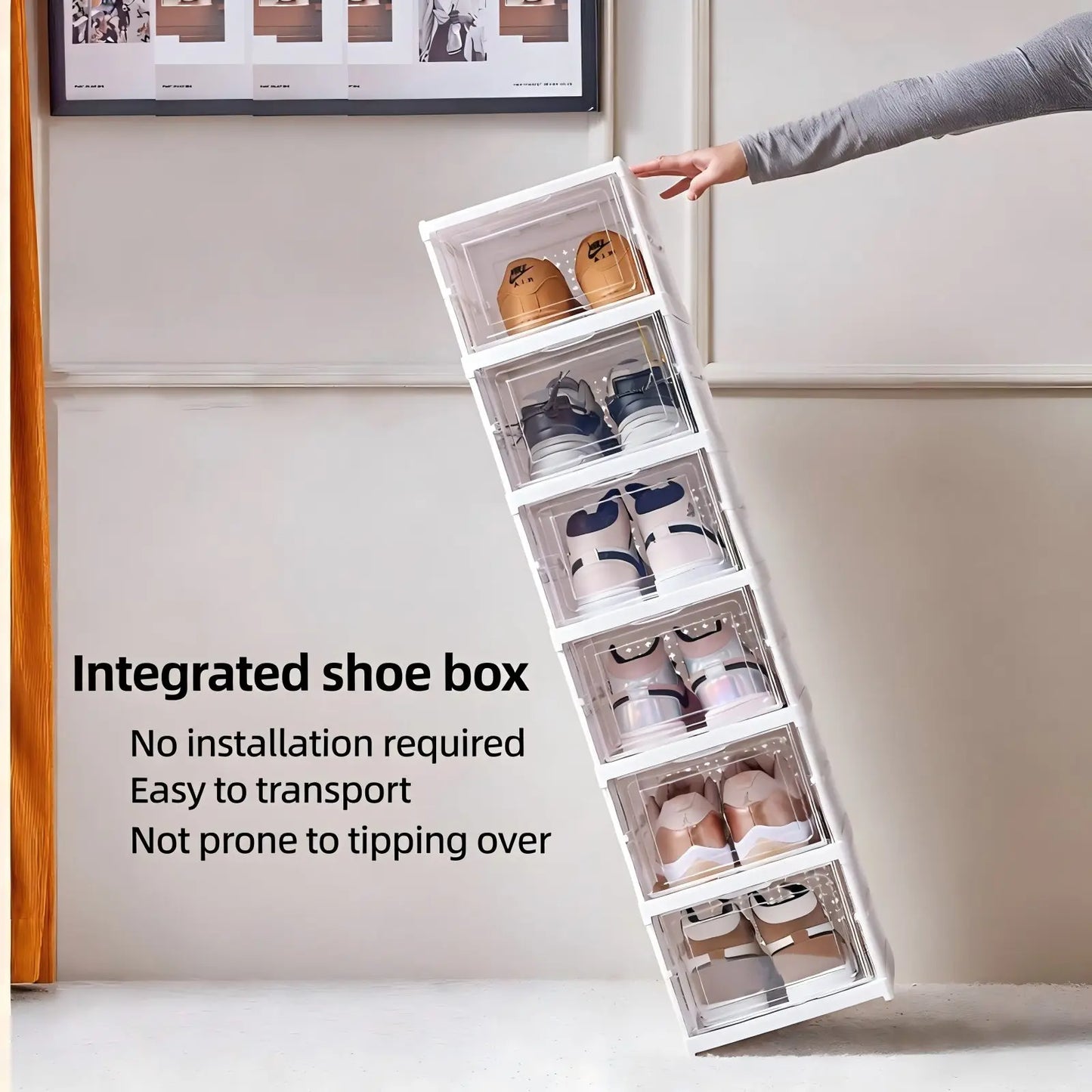 Foldable Clear Shoe Box – 6-Layer Stackable Sneaker Organizer