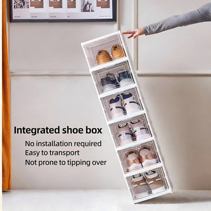 Foldable Clear Shoe Box – 6-Layer Stackable Sneaker Organizer