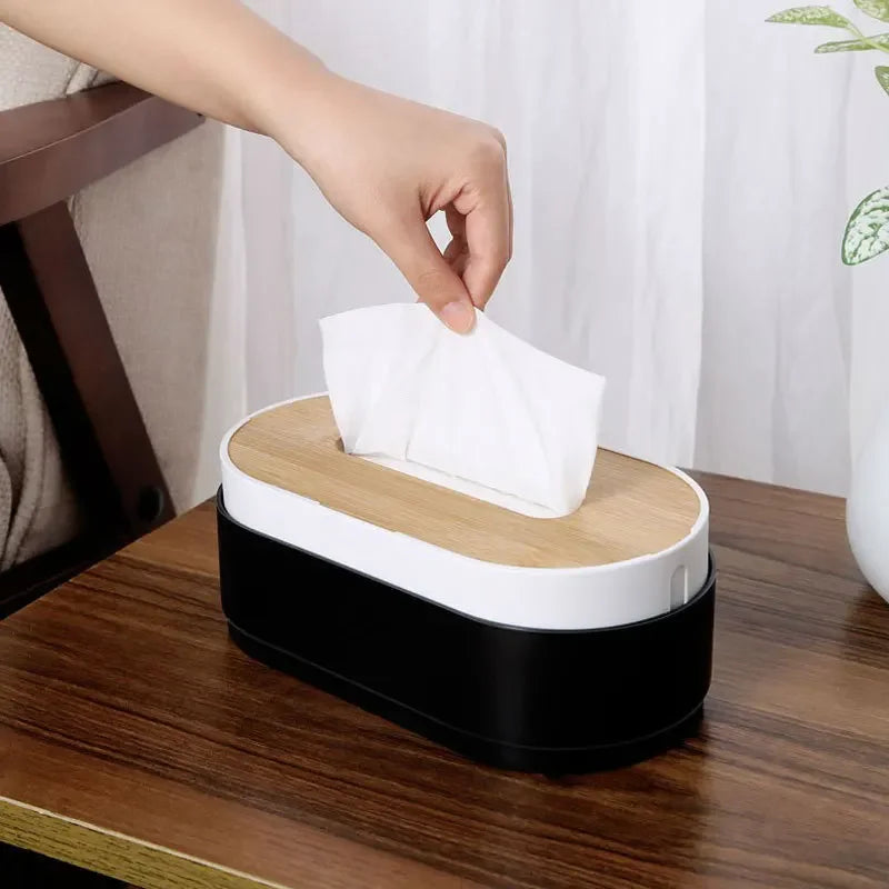 Bamboo Tissue Box Cover – Wooden Countertop Dispenser