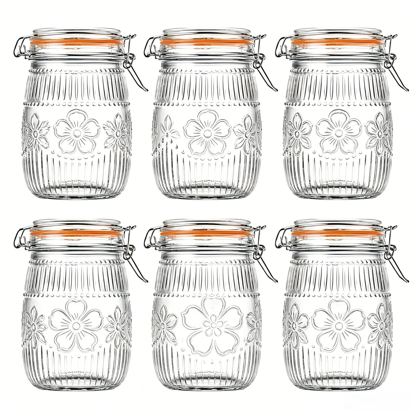 Wide Mouth Mason Jars 32oz – Airtight Glass Canisters 6-Pack