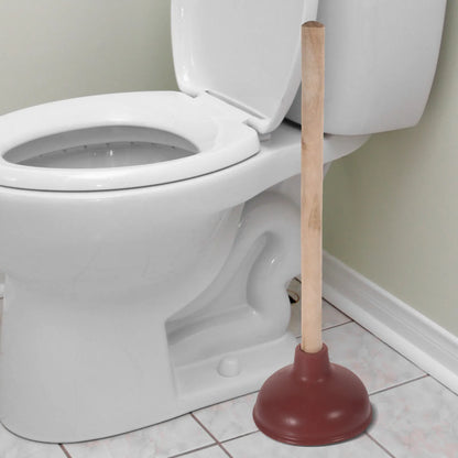Wooden Handle Toilet Plunger – Heavy Duty Rubber Suction Cup, Portable Drain Clog Remover