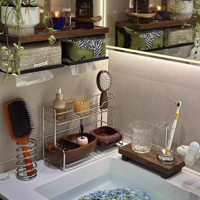 Metal Bathroom Sink Storage Rack – Minimalist Double-Layer
