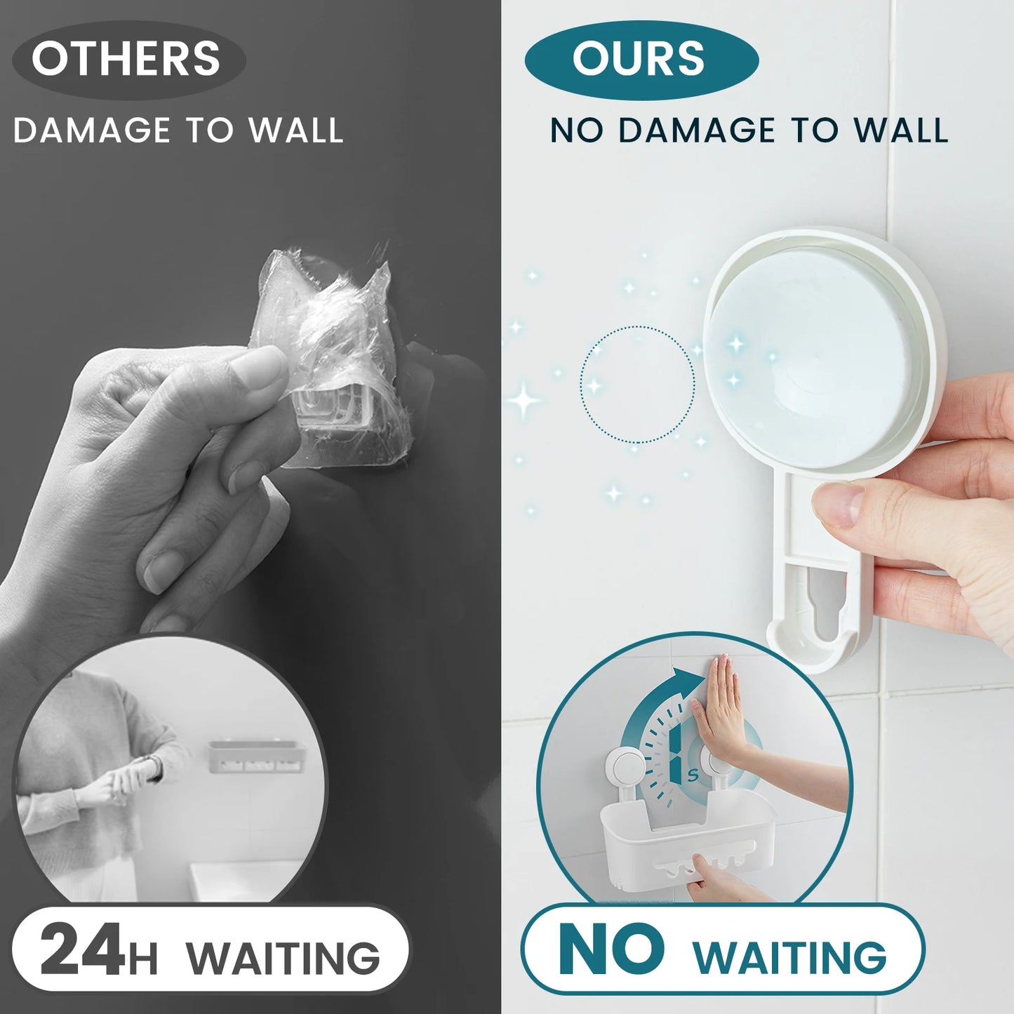 Corner Shower Shelf – No-Drill Suction Cup Bathroom Storage Basket