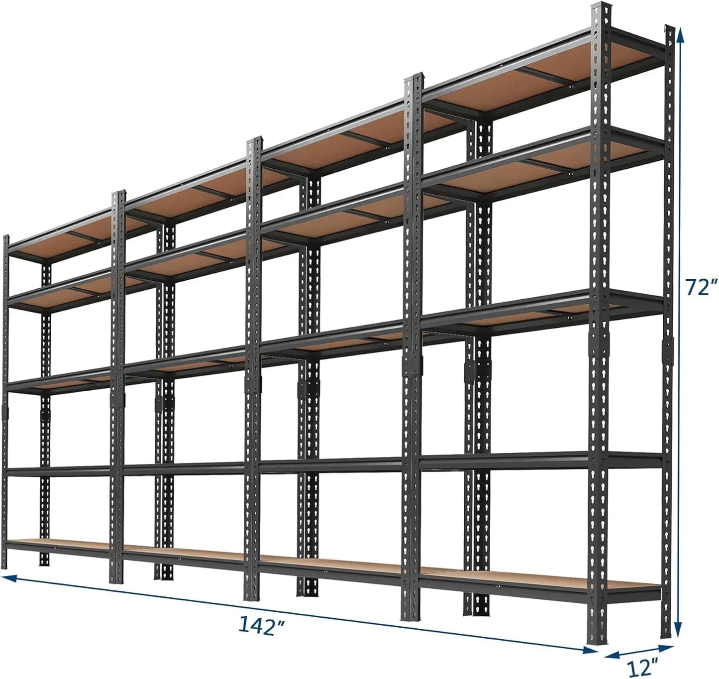 5-Tier Heavy Duty Metal Shelving Unit – 72"H, 4 Pack