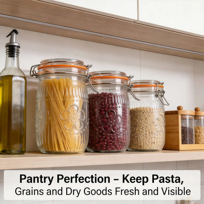 Wide Mouth Mason Jars 32oz – Airtight Glass Canisters 6-Pack