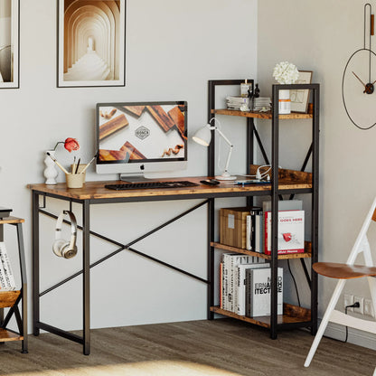 Computer Desk 47" – Industrial Writing Table with Power & USB Ports