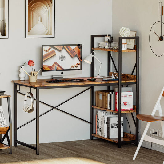 Computer Desk 47" – Industrial Writing Table with Power & USB Ports