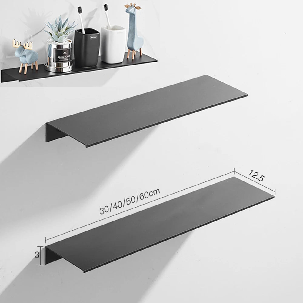 Aluminum Floating Shelf – Wall Mounted Storage for Bathroom & Room Decor