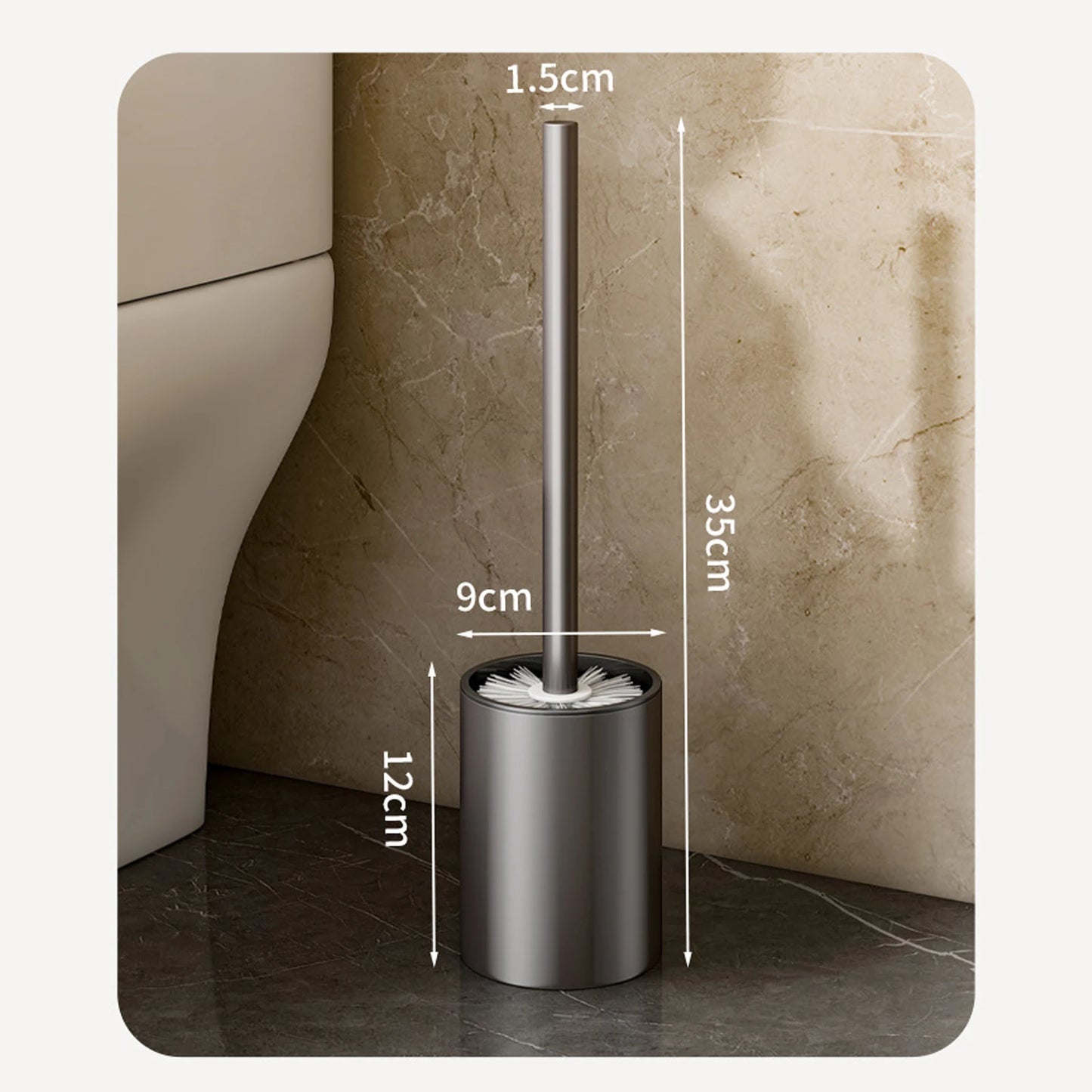 Space Aluminum Long Handle Toilet Brush – Wall Mounted Toilet Cleaning Set
