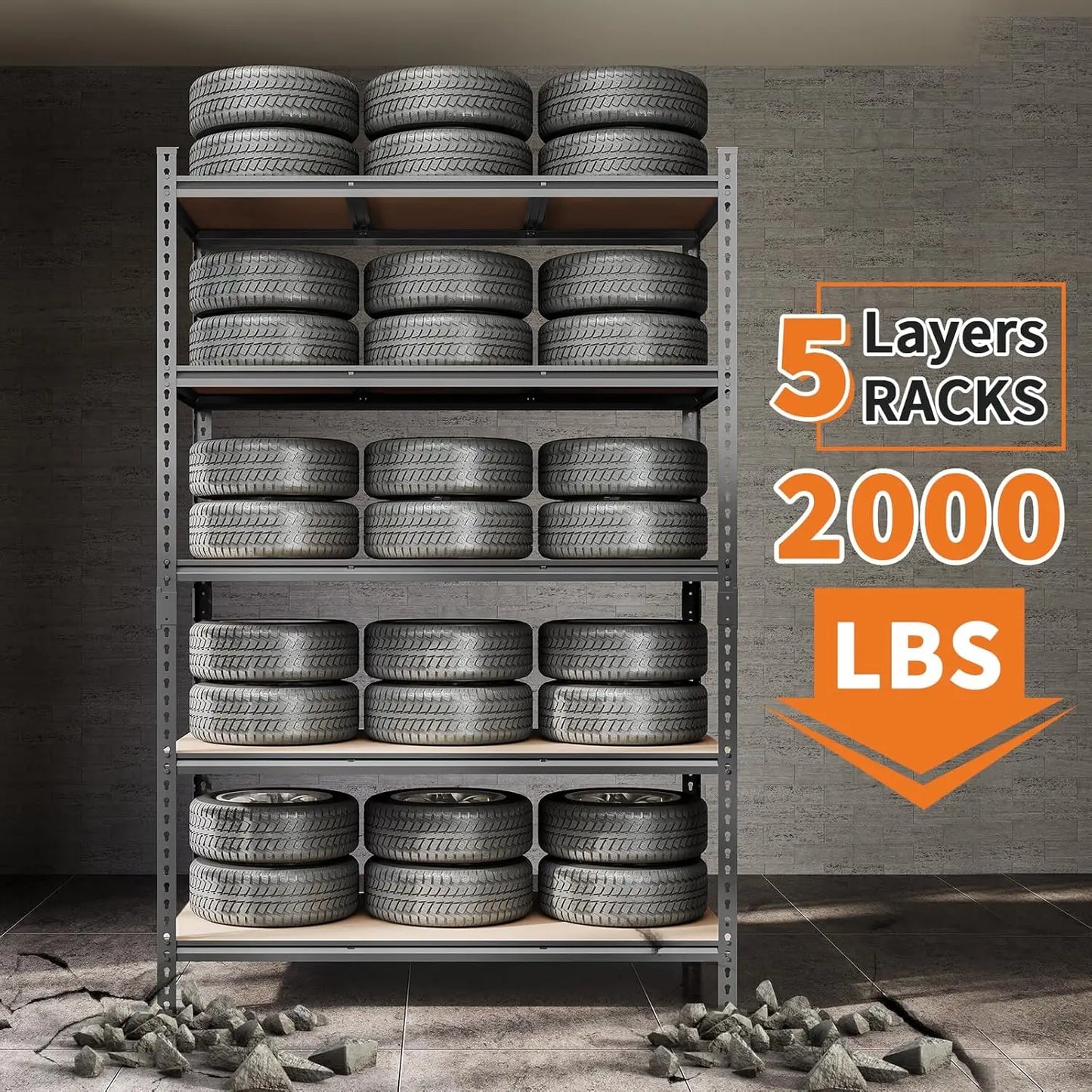 5-Tier Heavy Duty Metal Shelving Unit – 72"H, 4 Pack