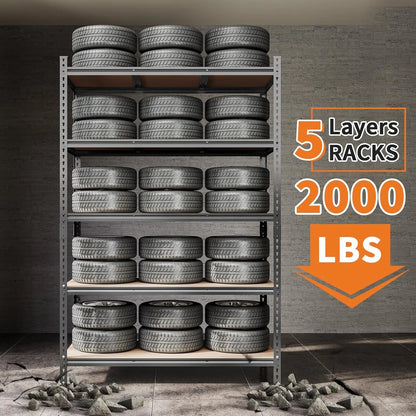 5-Tier Heavy Duty Metal Shelving Unit – 72"H, 4 Pack