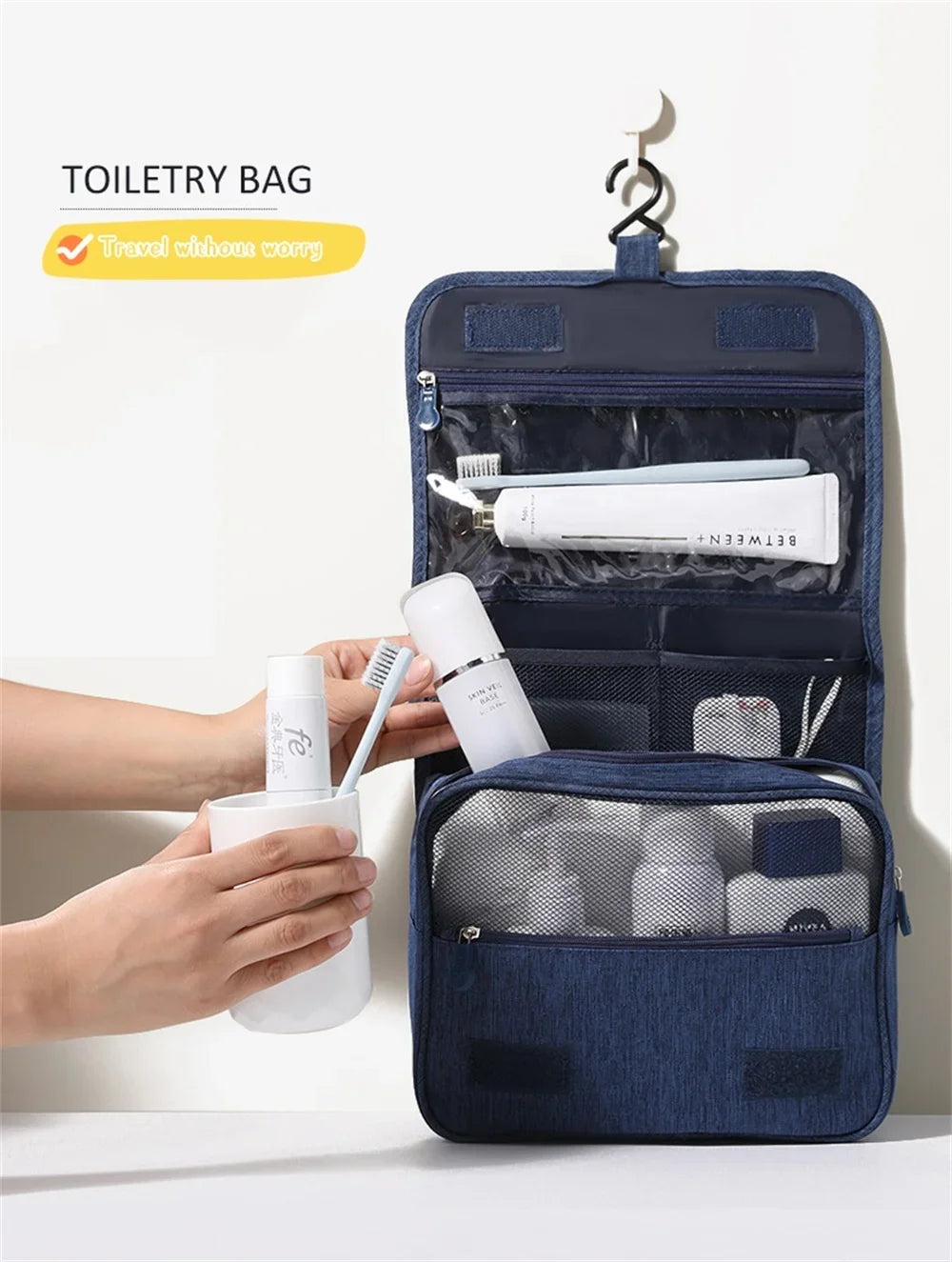 Hanging Toiletry Bag – Polyester Travel Cosmetic Organizer