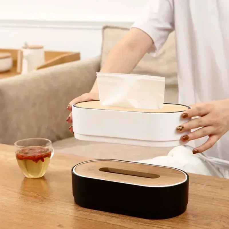 Bamboo Tissue Box Cover – Wooden Countertop Dispenser