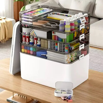 Multi-layer Stationery Organizer – Portable Plastic Desk Box