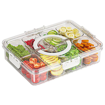 Divided Veggie Tray – Portable Snack Spinner with Lid & Handle