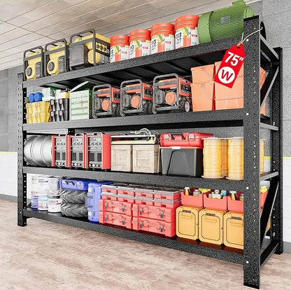 9000LBS Heavy Duty Garage Shelving – 75" Wide Metal Storage Rack