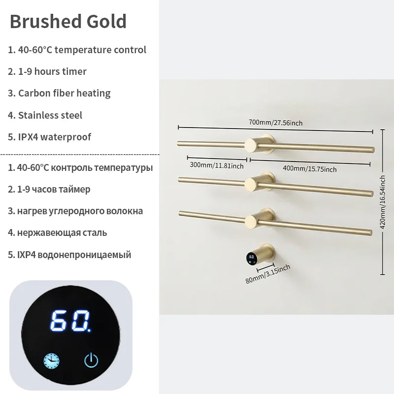 Home Standard | Electric Heated Towel Rail – Smart Control Towel Warmer SS304 Hidden Wire