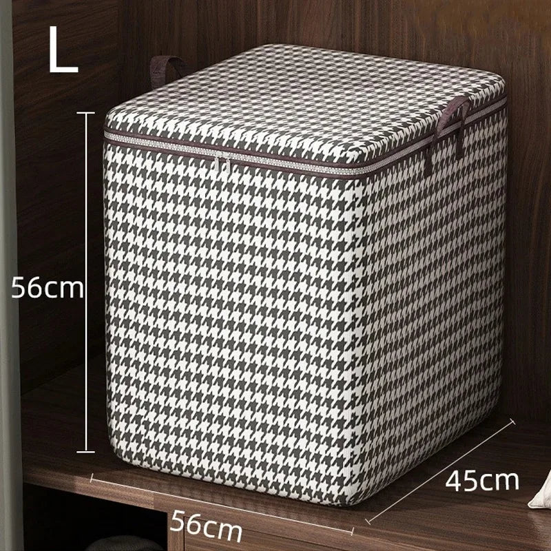 Houndstooth Storage Bag – Large Folding Polyester Organizer for Bedding