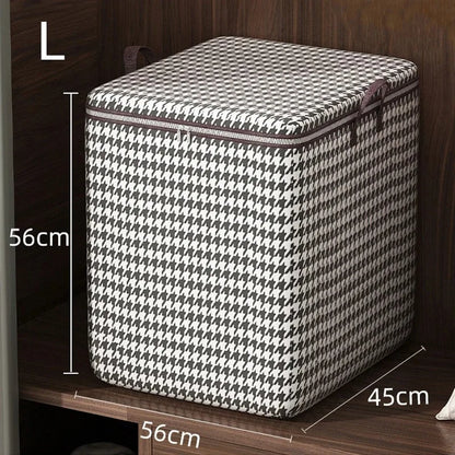 Houndstooth Storage Bag – Large Folding Polyester Organizer for Bedding