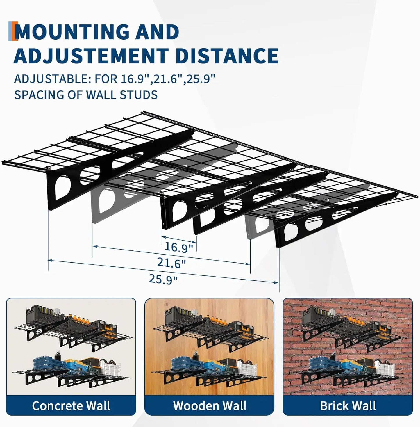 2-Pack Garage Wall Shelving – 2x6ft Heavy Duty Metal Storage Rack