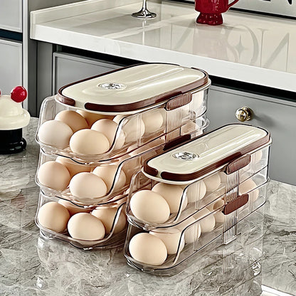 Refrigerator Egg Organizer – Sliding Plastic Egg Dispenser Case