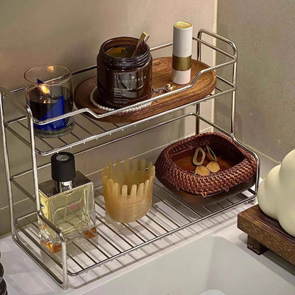 Metal Bathroom Sink Storage Rack – Minimalist Double-Layer
