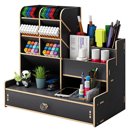 Wooden Desk Organizer – DIY Stationery Storage with Drawer