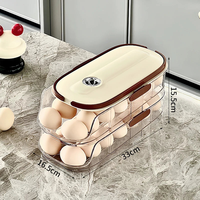 Refrigerator Egg Organizer – Sliding Plastic Egg Dispenser Case