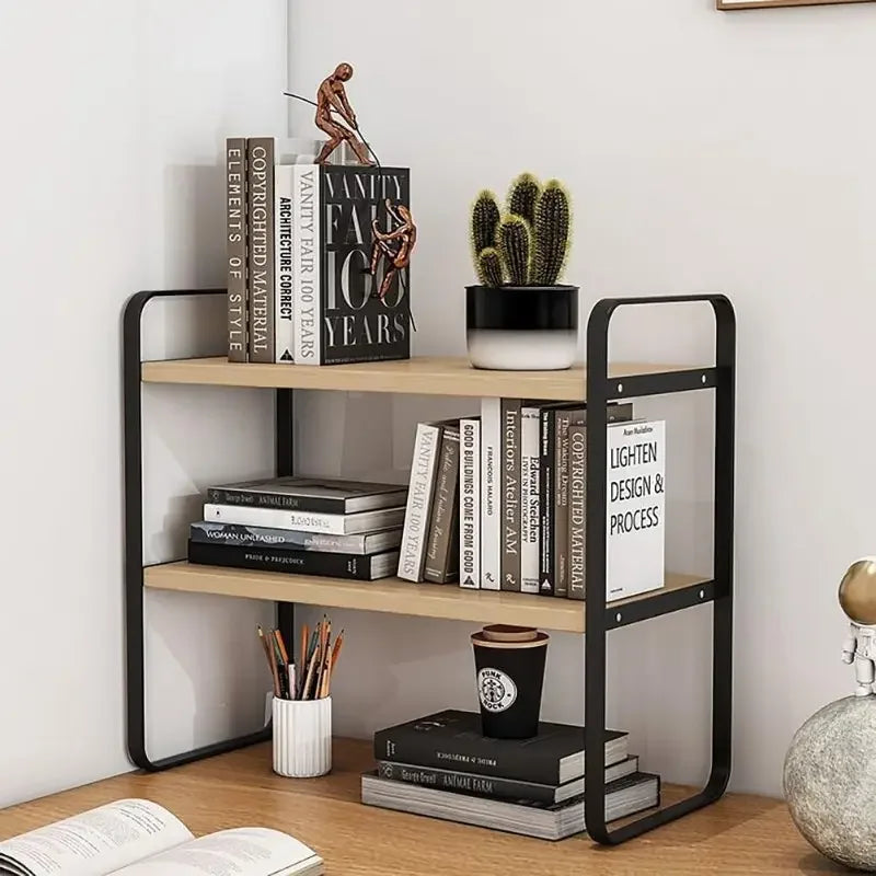 Iron Desk Storage Rack – Minimalist Multi-Tier Office Shelving