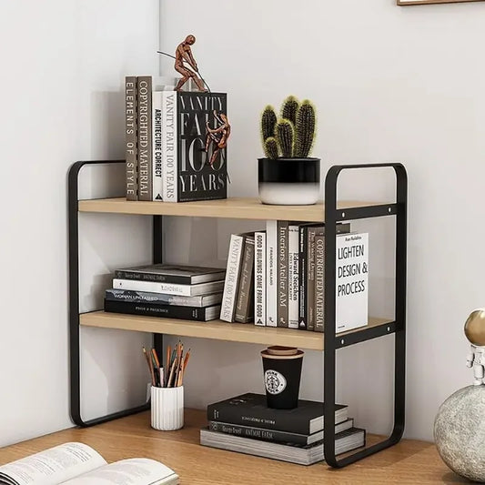 Iron Desk Storage Rack – Minimalist Multi-Tier Office Shelving