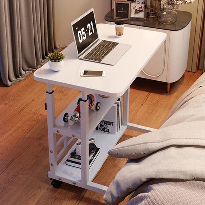 Height Adjustable Laptop Desk – Mobile Wooden Rolling Workstation