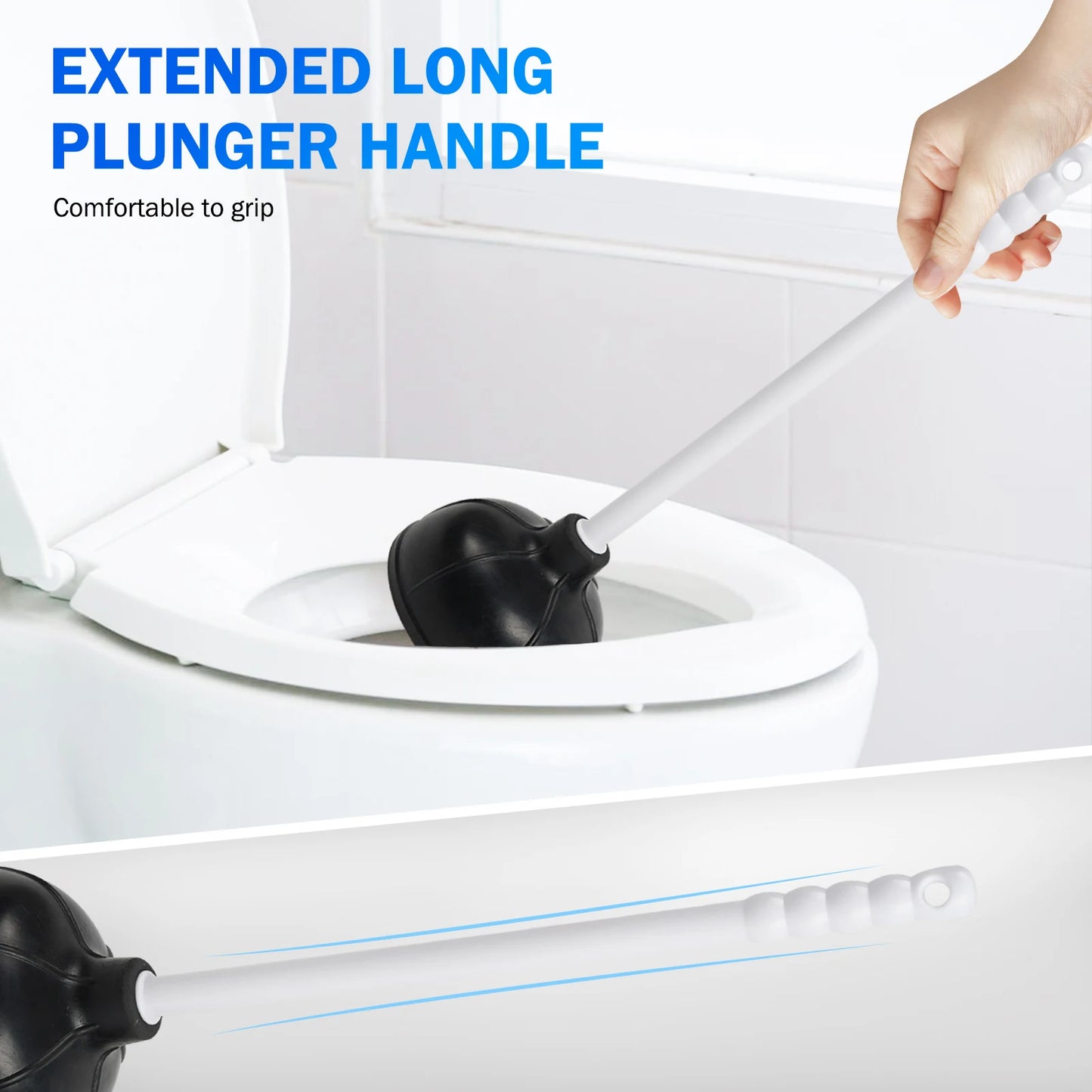 Heavy Duty Toilet Plunger – Rubber Suction Cup, Multi-Purpose Drain Unclogger
