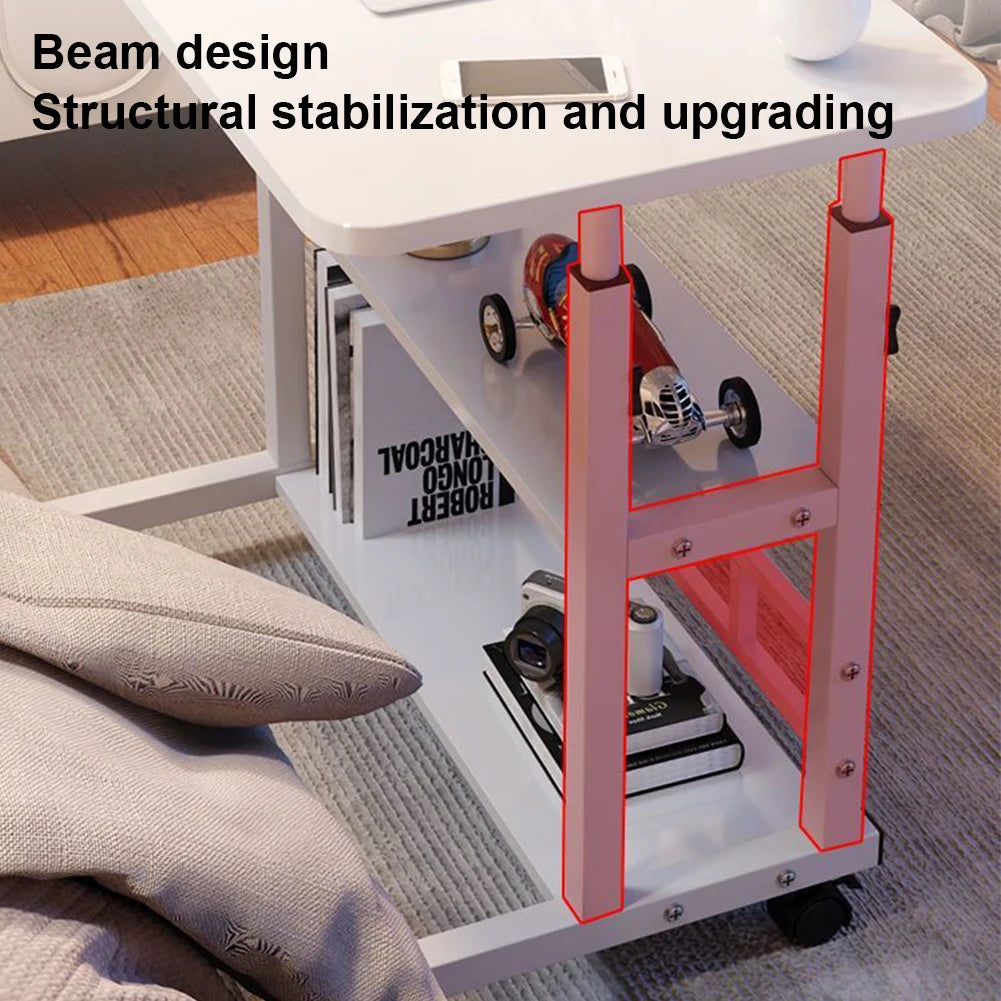 Height Adjustable Laptop Desk – Mobile Wooden Rolling Workstation