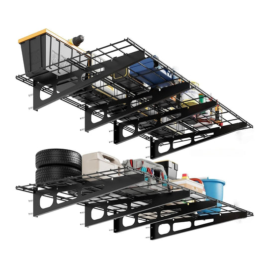 2-Pack Garage Wall Shelving – 2x6ft Heavy Duty Metal Storage Rack