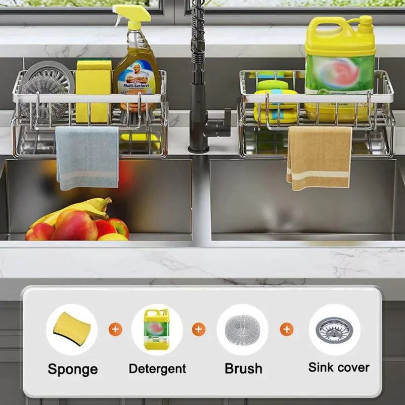 Stainless Steel Sponge Holder – Kitchen Sink Organizer Rack