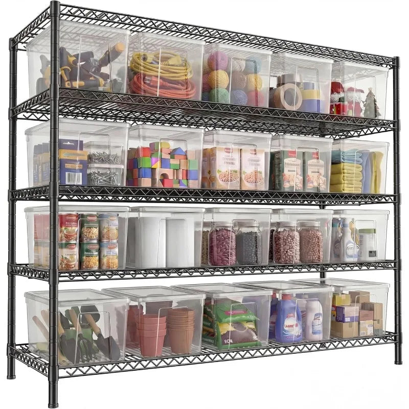 REIBII 5-Tier Heavy Duty Wire Shelving Unit – 55.5" Metal Storage Rack