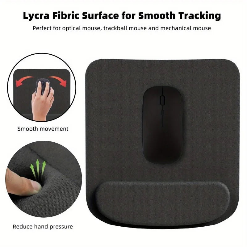 Home Standard Ergonomic Mouse Pad – Black Fabric with Wrist Support