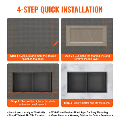 Stainless Steel Shower Niche – Double Tier Recessed Wall Shelf