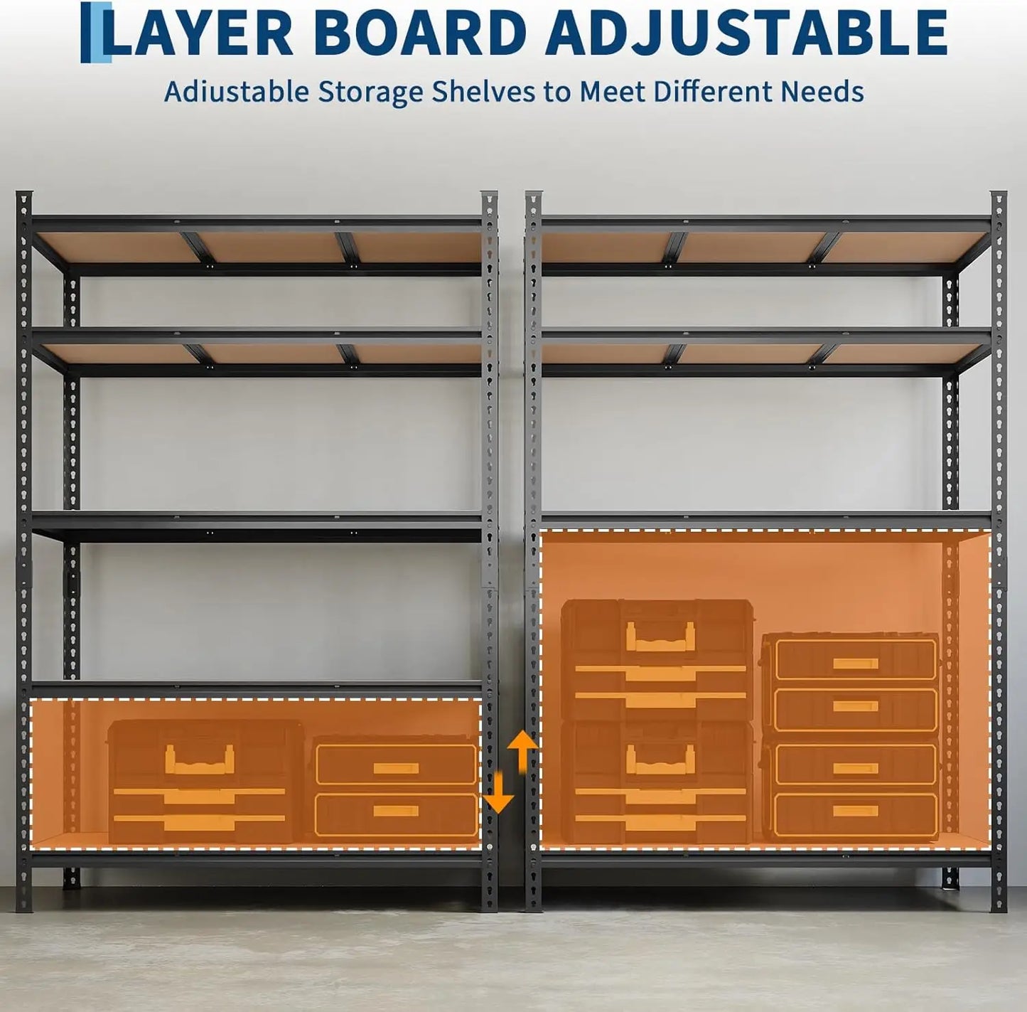 5-Tier Heavy Duty Metal Shelving Unit – 72"H, 4 Pack