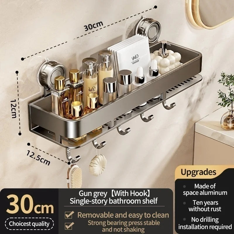 Shower Caddy – Home Standard Wall Mounted Aluminum Suction Cup Storage Rack