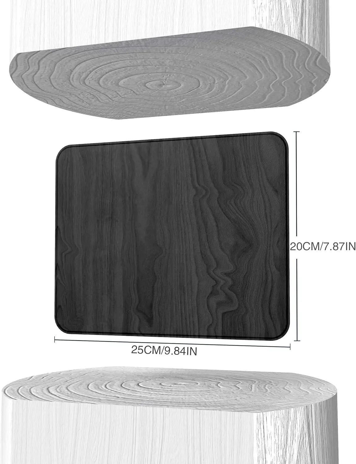 Square Hard Mouse Pad – Ultra-Thin Wood-Textured PU Leather Mat