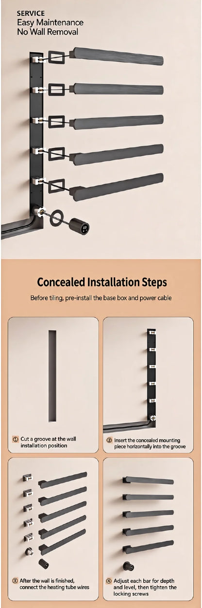 Home Standard | Electric Heated Towel Rail – Smart Control Towel Warmer SS304 Hidden Wire