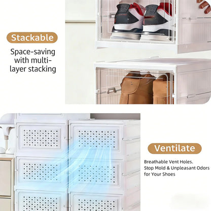 Foldable Clear Shoe Box – 6-Layer Stackable Sneaker Organizer