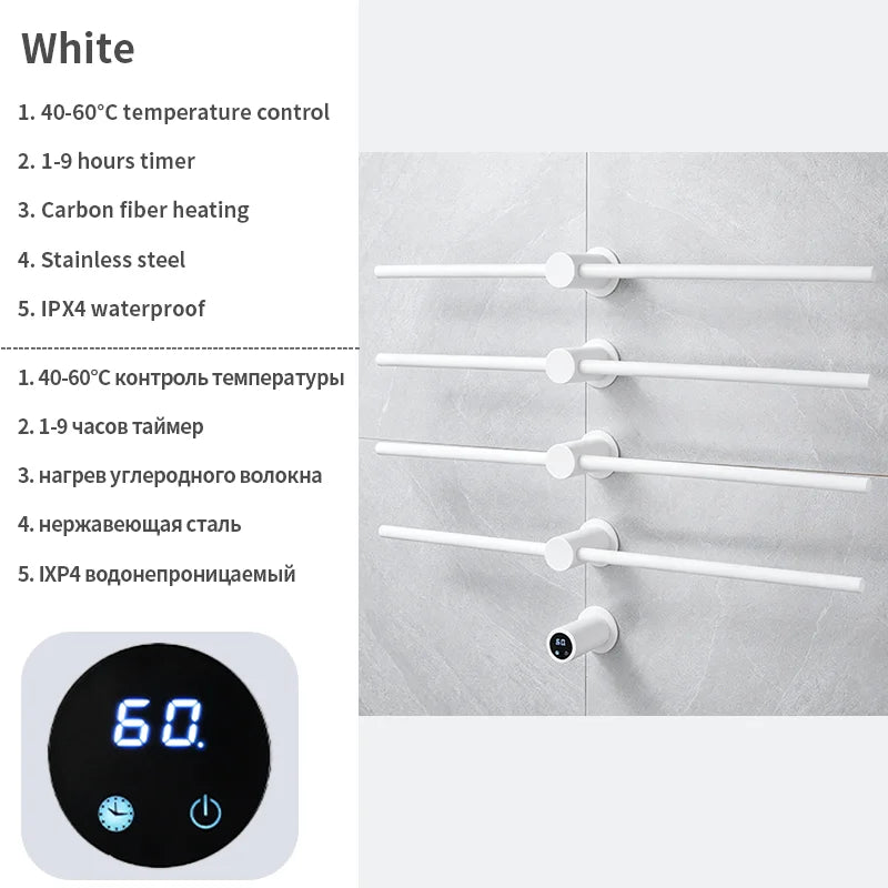Home Standard | Electric Heated Towel Rail – Smart Control Towel Warmer SS304 Hidden Wire