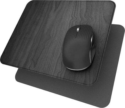 Square Hard Mouse Pad – Ultra-Thin Wood-Textured PU Leather Mat